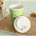 18oz Porcelain Travel Mug with White Sleeve Lid.